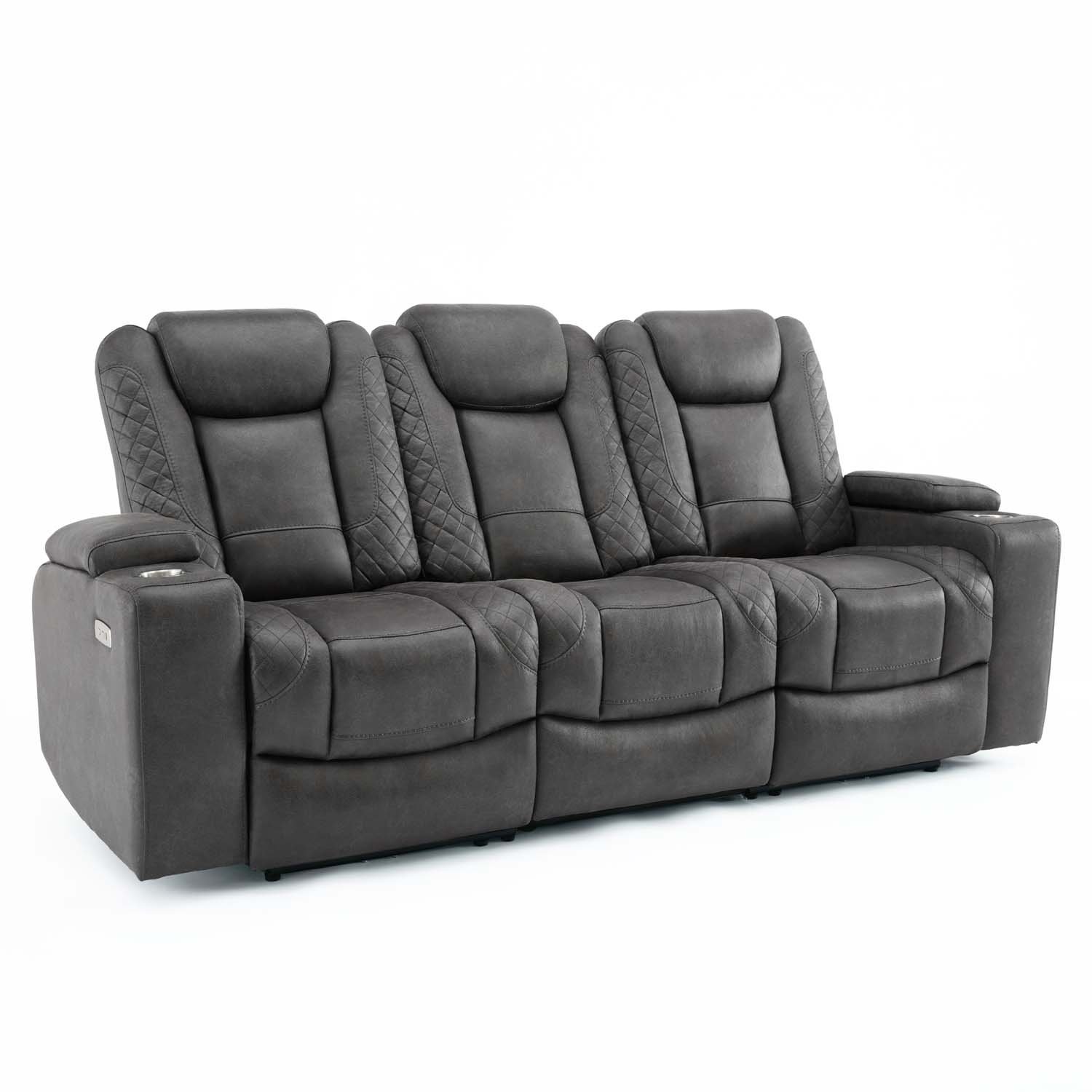 Furniture Online Ashton Electric Recliner 3 Seater Fabric Sofa – Grey
