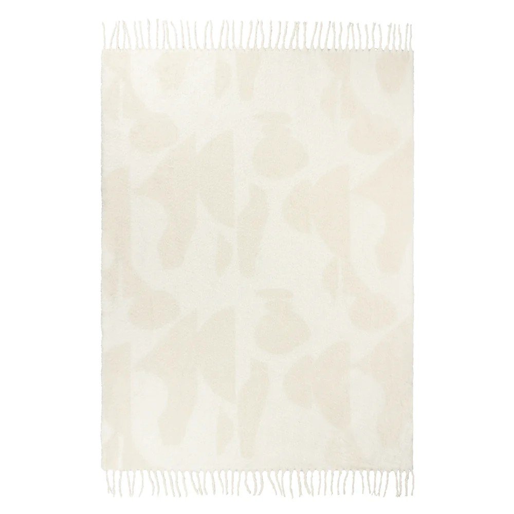 Hoem Meta Jacquard Tassel Natural Throw - 180cm x 130cm