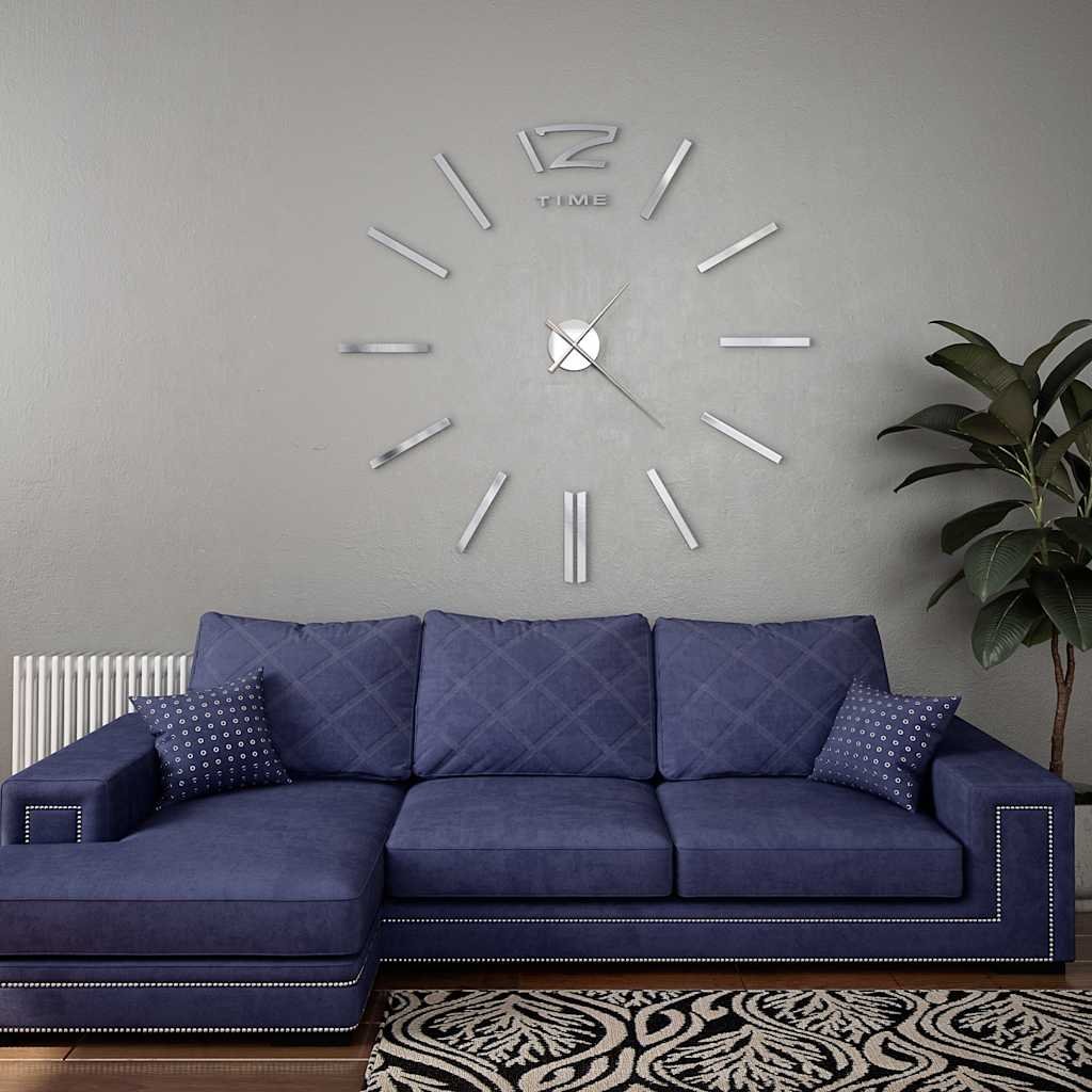 Walplus XXL 3D DIY Wall Clock - Silver
