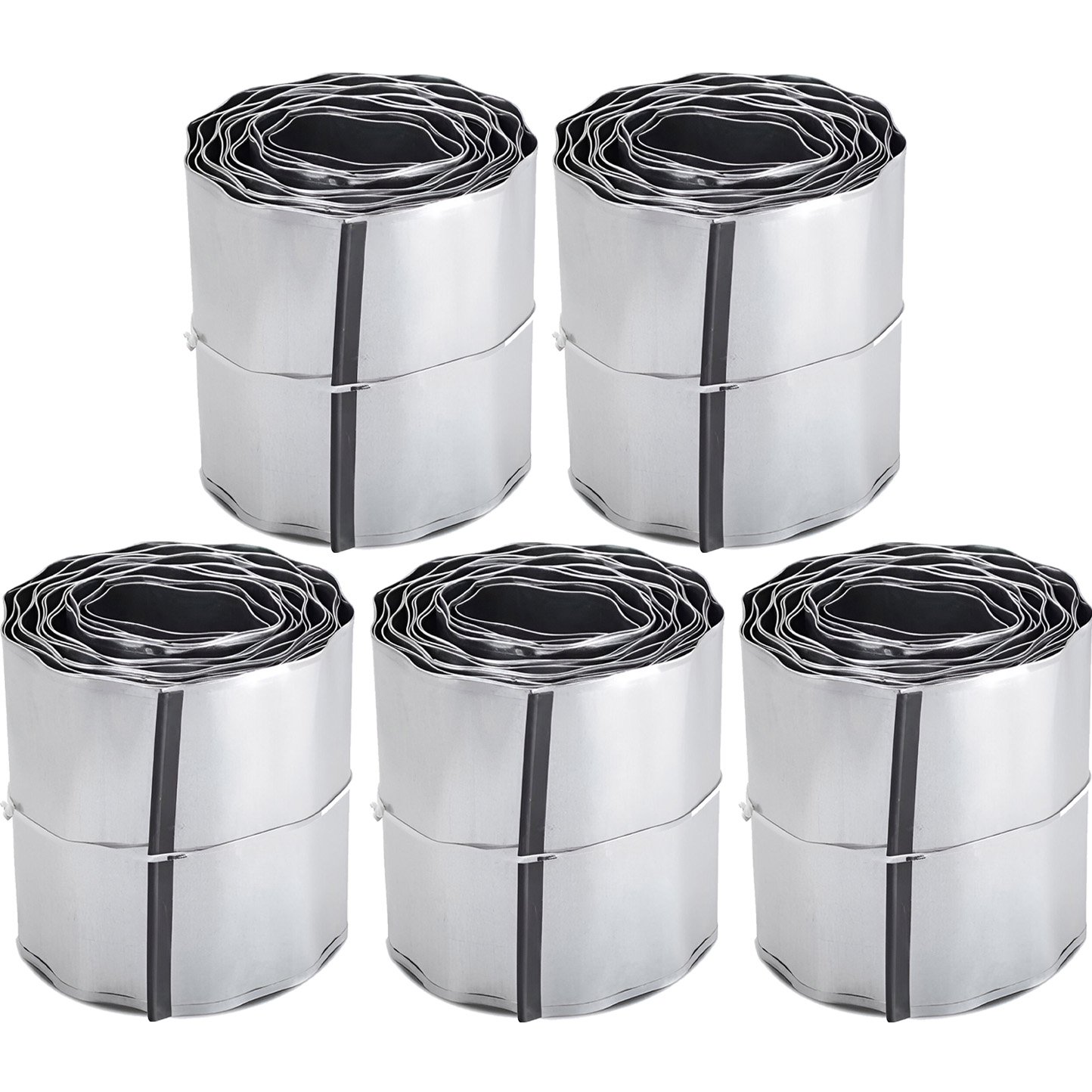 Primrose Galvanised Metal Garden Lawn 10m Rolls Border Edging Roll - Silver 50m