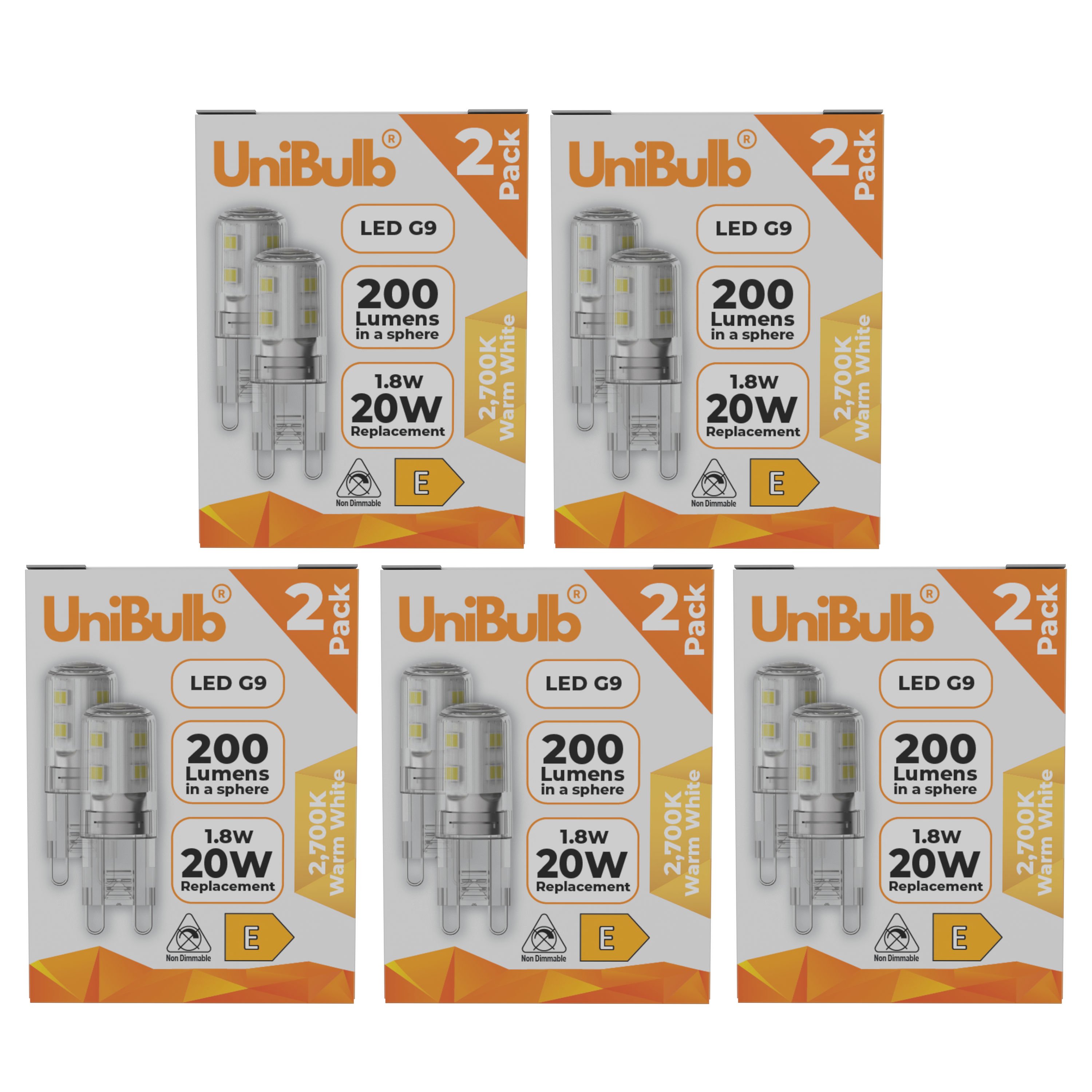 UniBulb 1.8W LED Warm White Capsule G9 Light Bulb - Pack of 10