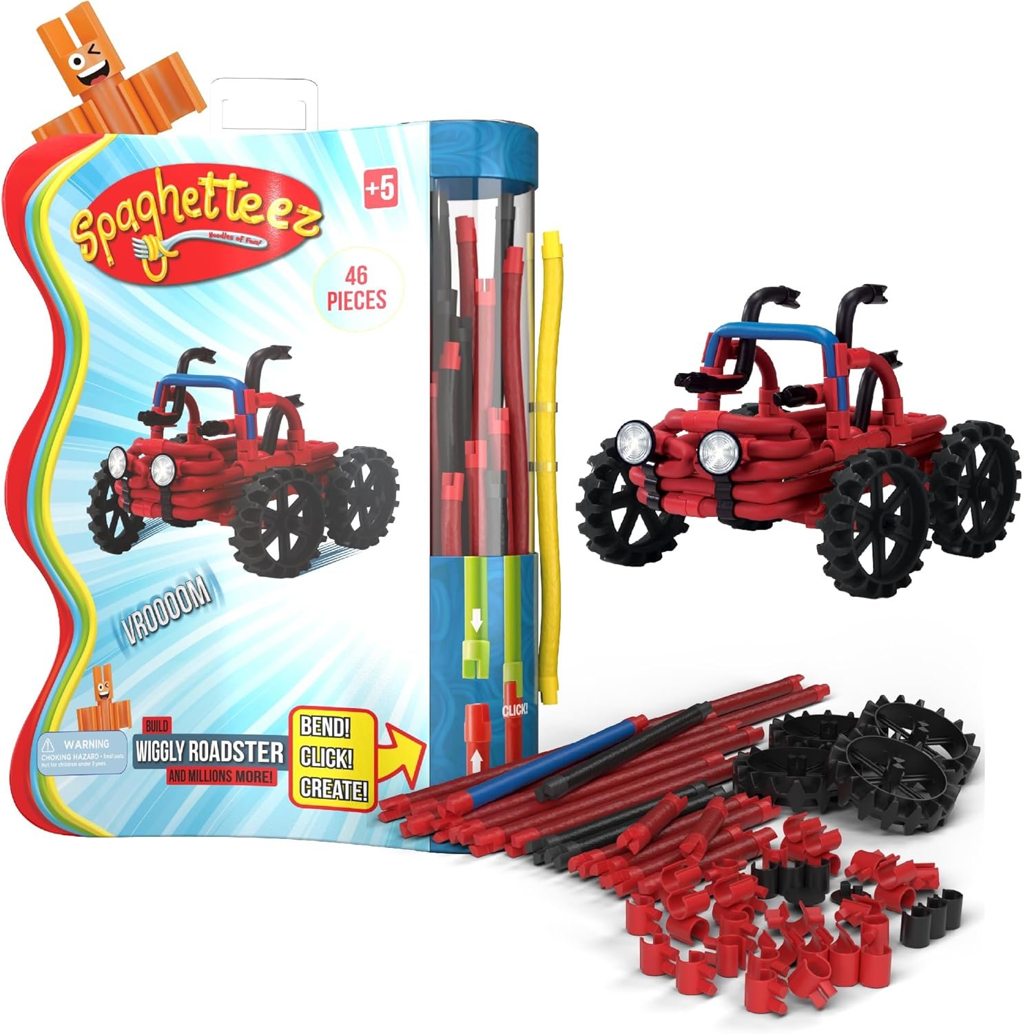Clics Spaghetteez STEM Building Set Construction Toy Age 5+ Wiggly Roadster
