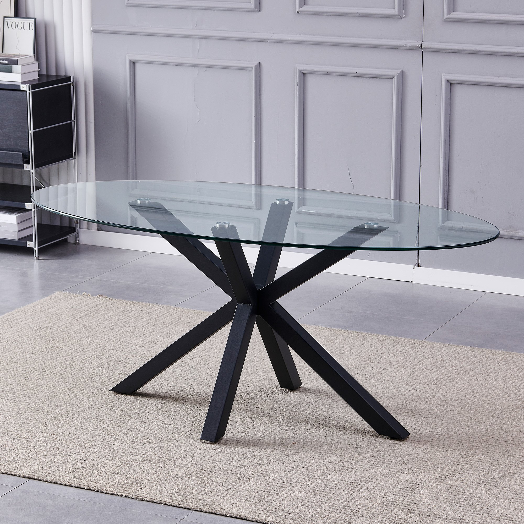 Artemis Home Orvino 180cm x 90cm Glass Oval Dining Table