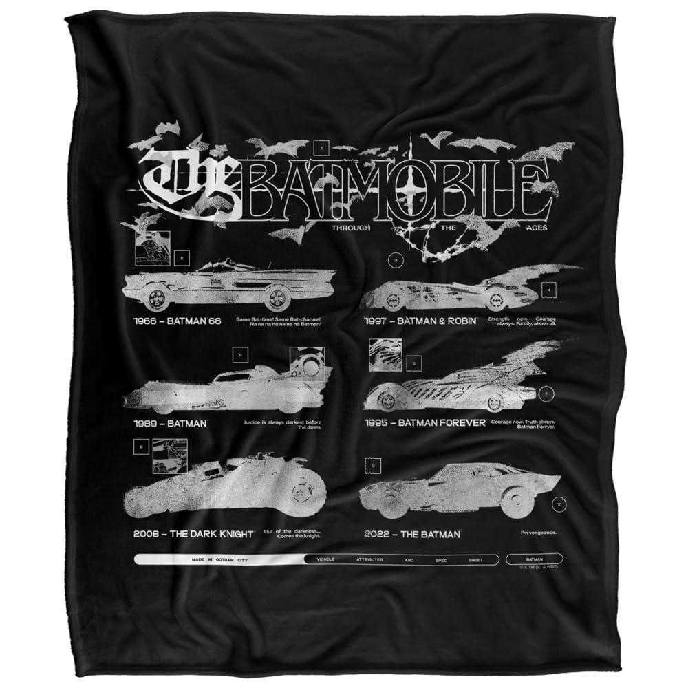 Batman Side Shots Batmobile Black Blanket - 147cm x 91cm
