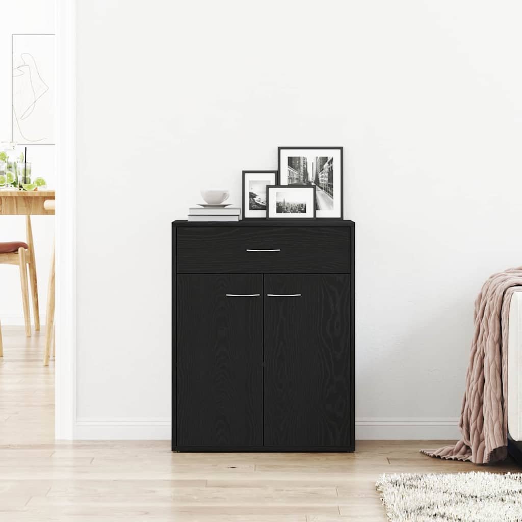 Walplus Engineered Wood Sideboard - Black Oak - 60 x 30 x 75 cm