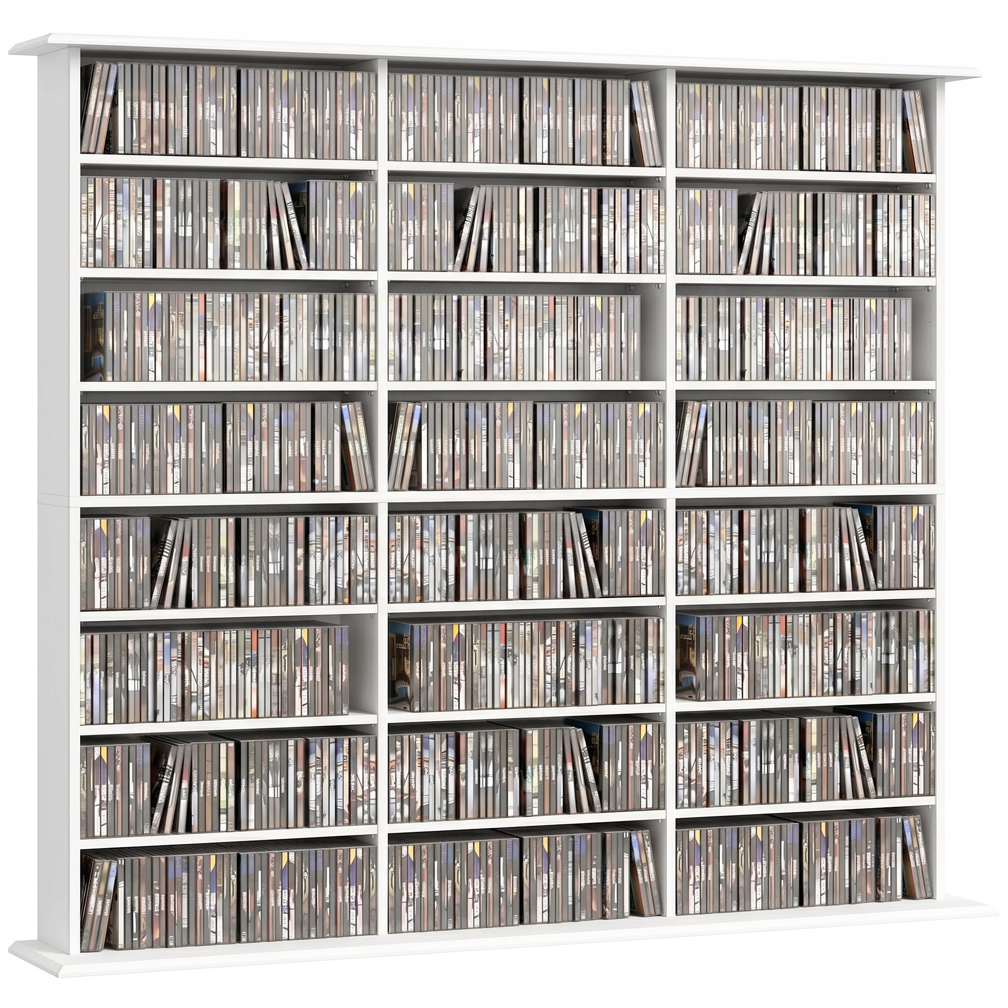HOMCOM 24 Compartments 594 Blu ray Media Storage Shelf - White