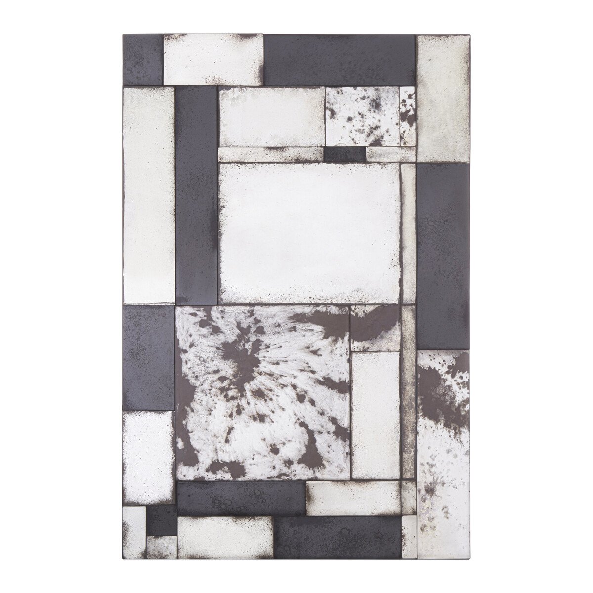 Orsina Riza Mosaic Asymmetric Wall Mirror – Black and Silver