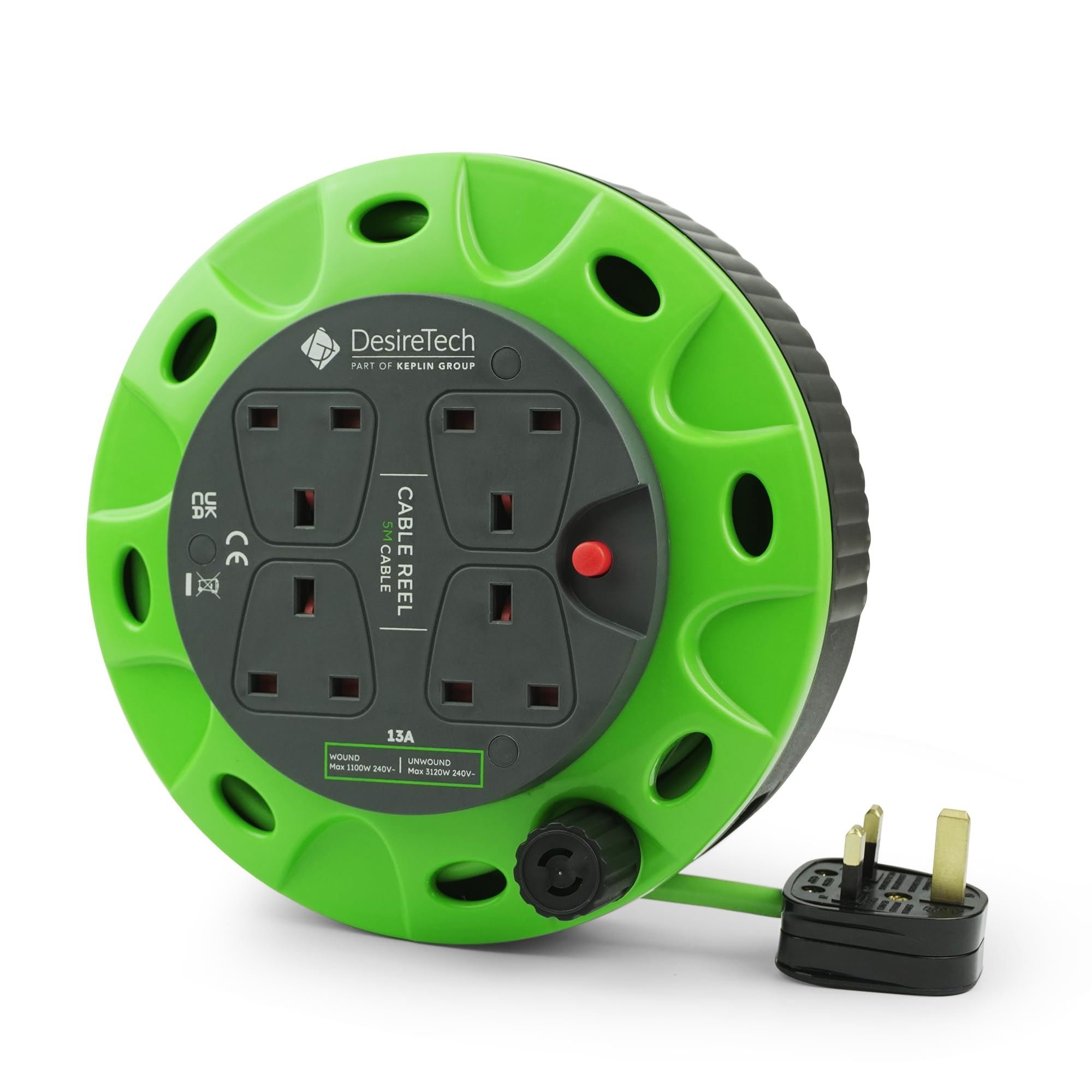 Desiretech 13A 4 Socket Cable Reel Extension Lead - 5 Metre