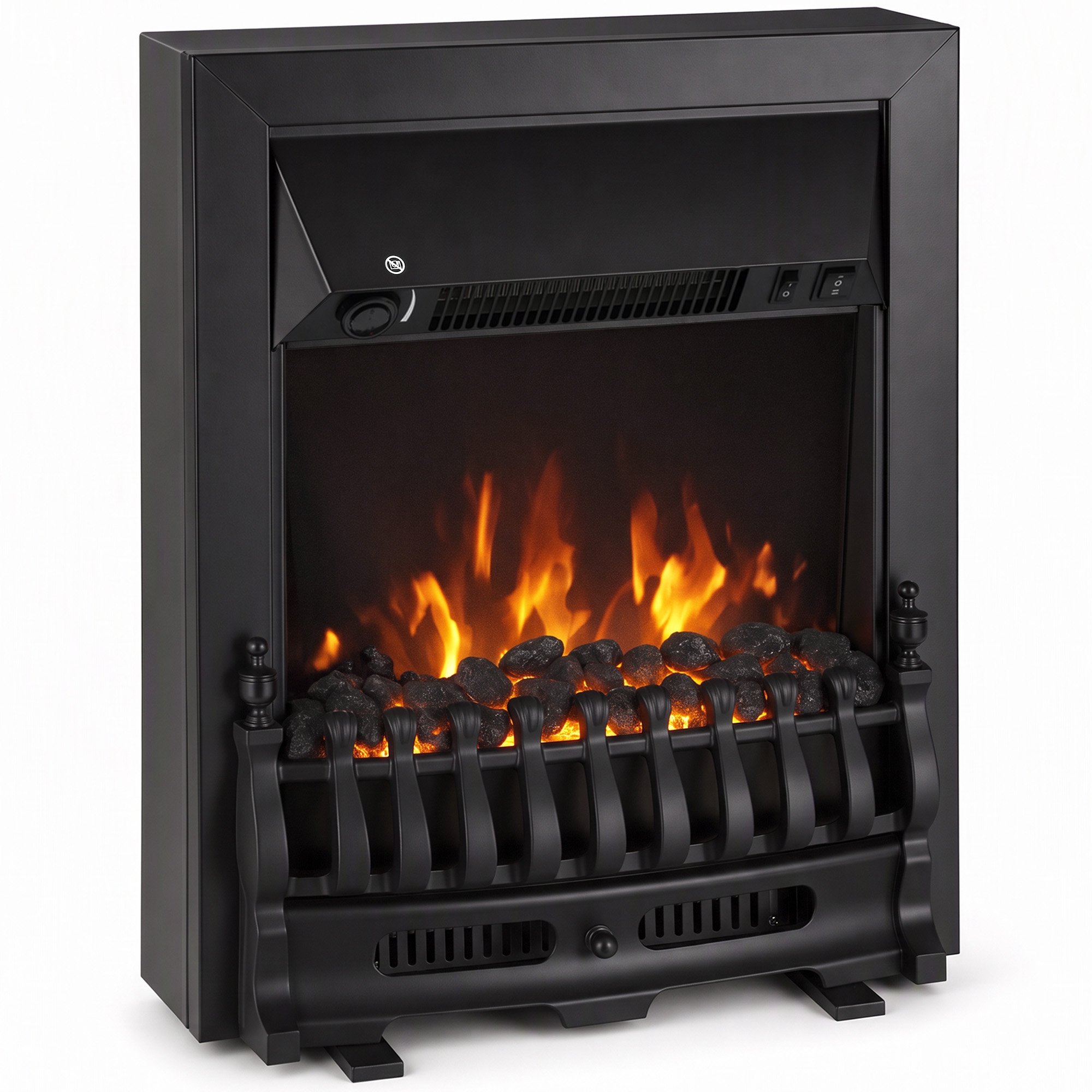 HOMCOM 2000W Freestanding and Inset LED Flame Electric Stove – Black