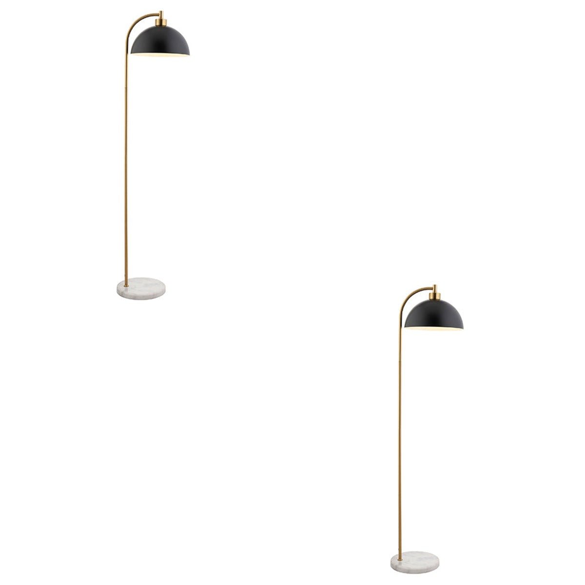 Loops Direct Pack of 2 Steel and Marble Floor Lamp - Matt Black