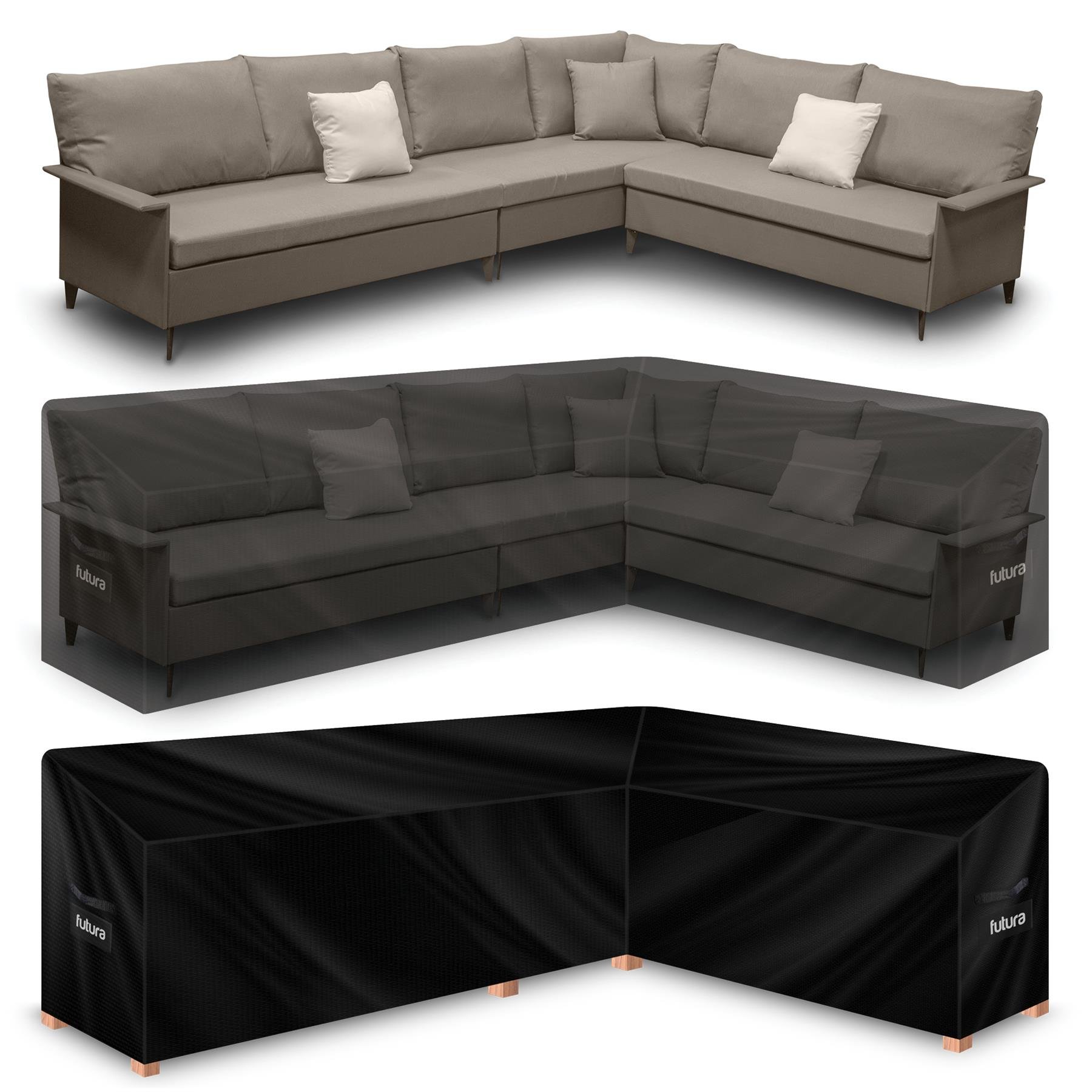 Futura L Shape Waterproof Deluxe Garden Furniture Cover 260cm - Black
