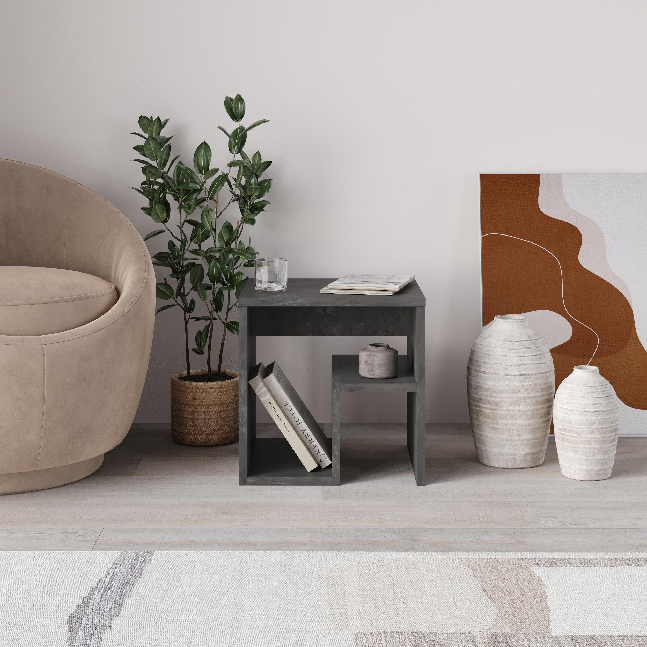Decortie Bon Particleboard Melamine Side Table - Grey