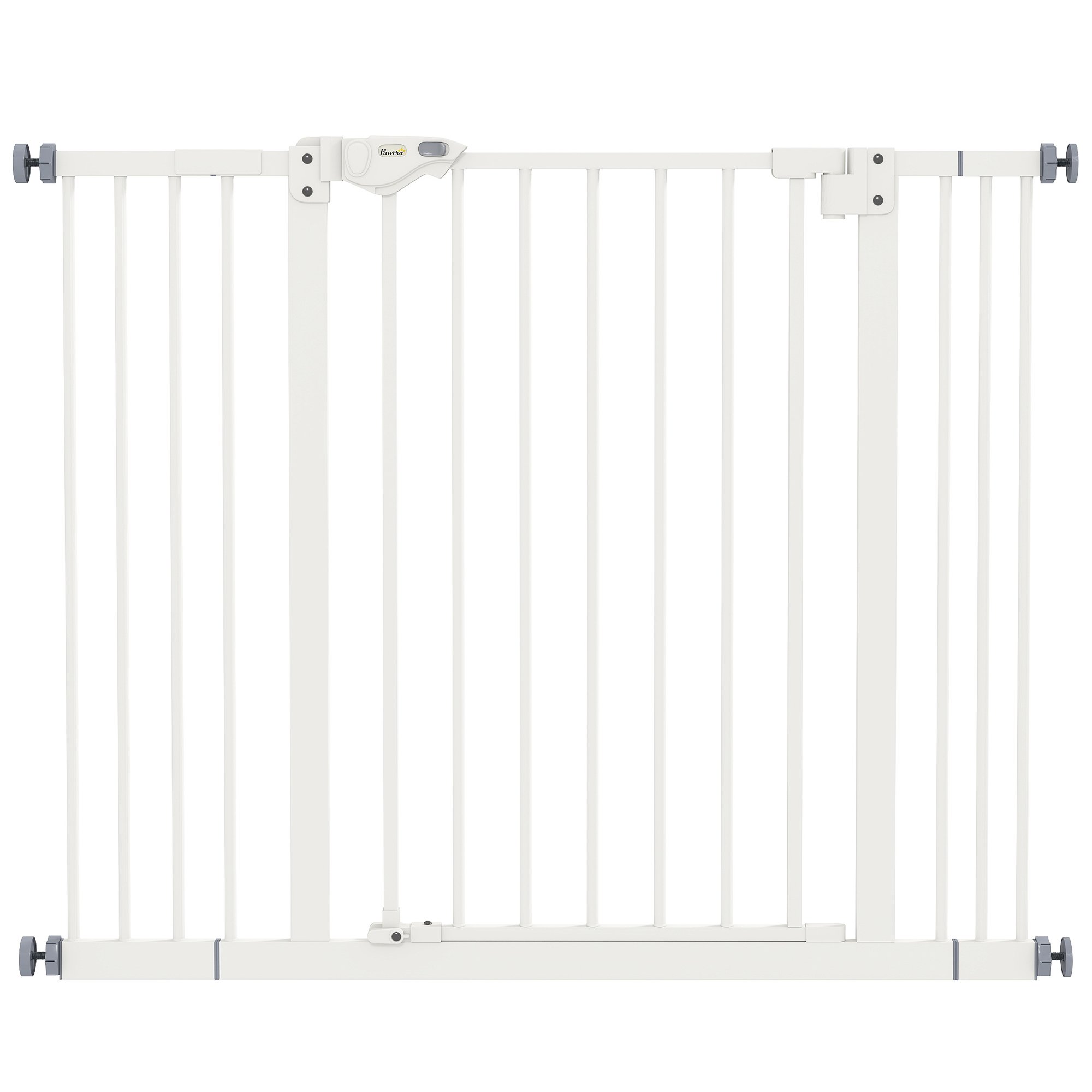 PawHut Pressure Mount 2-Extension Auto Closing Dog Gate - 74-100cm - White