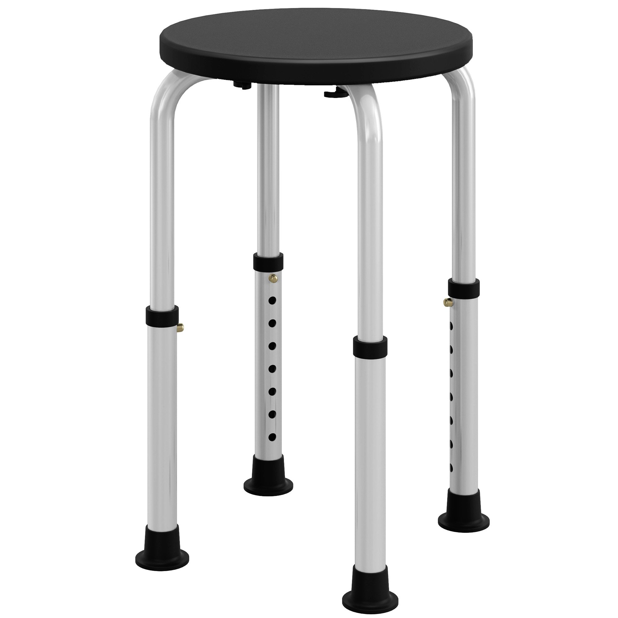 HOMCOM Aluminium Shower Chair with Adjustable Height and Non-Slip Feet - Black