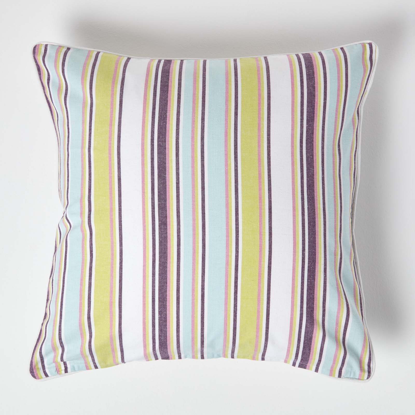 Homescapes Green Cotton Osaka Stripe Cushion Cover - 60 x 60 cm