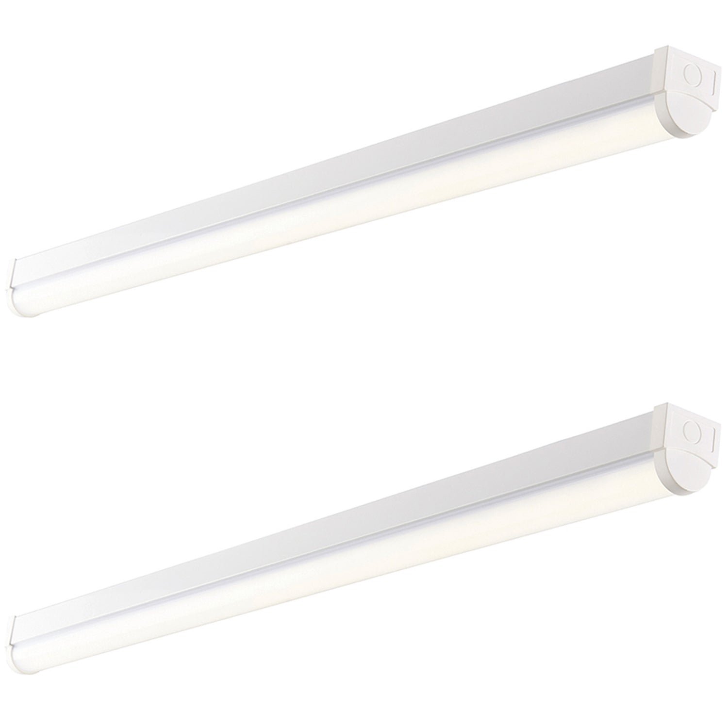 Loops Direct Pack of 2 Opal and Steel Emergency Batten Light - Gloss White