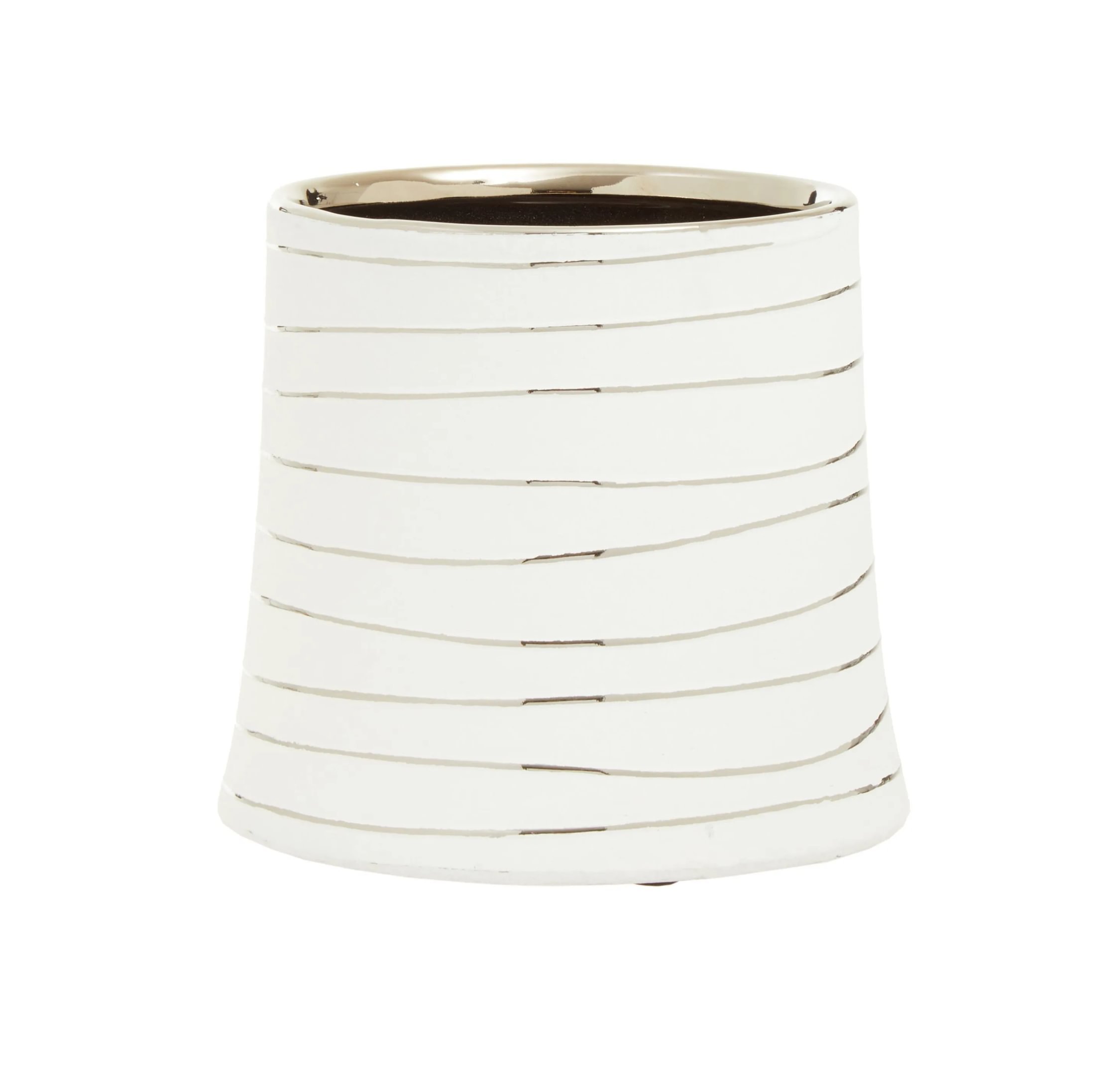 Orsina Haldis Small Ceramic Planter - White and Silver