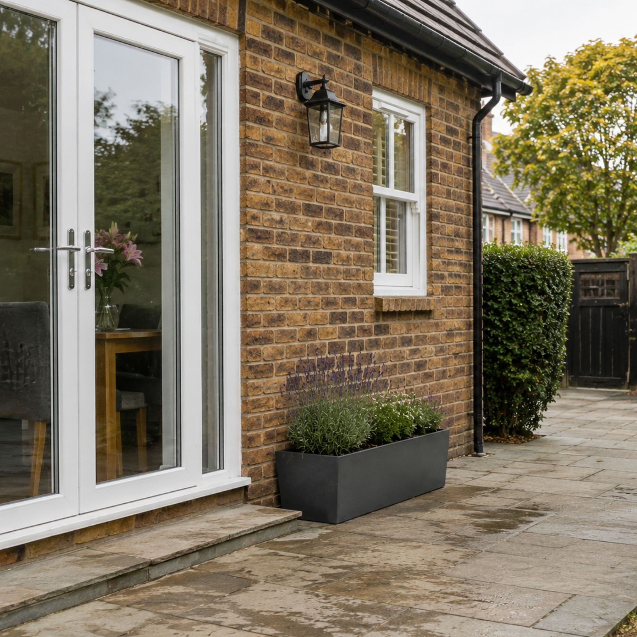 Fargro Home and Garden 55L Polystone Rectangular Trough Planter - Charcoal Black