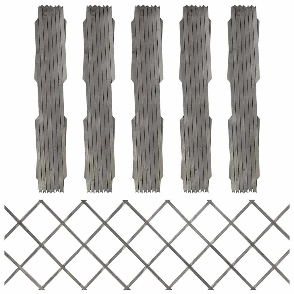 Walplus 5 Piece Solid Fir Wood Trellis Fences - Grey - 180 x 60 cm