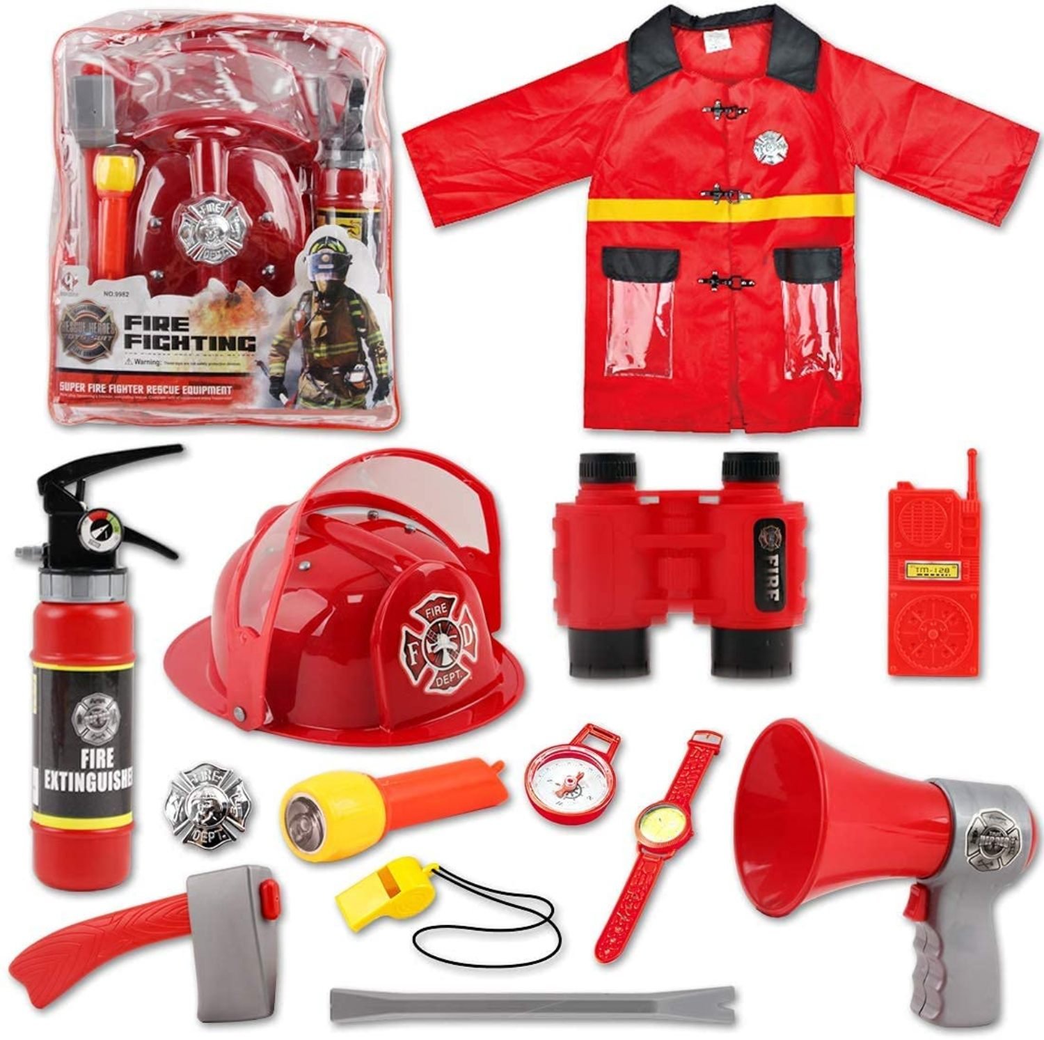deAO Fireman Costume Set Storage Backpack - Red
