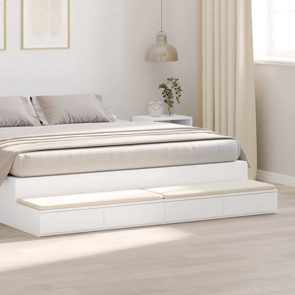Walplus 4 Drawer Engineered Wood Bed Drawer Unit - White - 200 x 36.5 x 16.5 cm