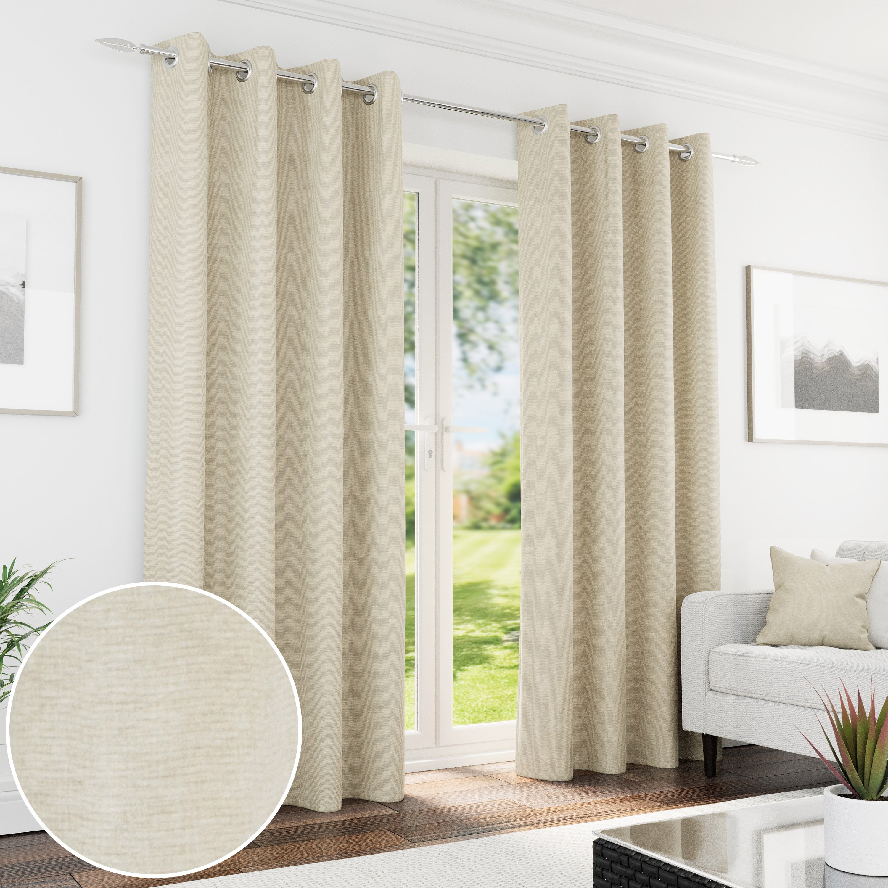 Enhanced Living Knightsbridge Eyelet Blackout Curtains - 117 x 137cm - Cream