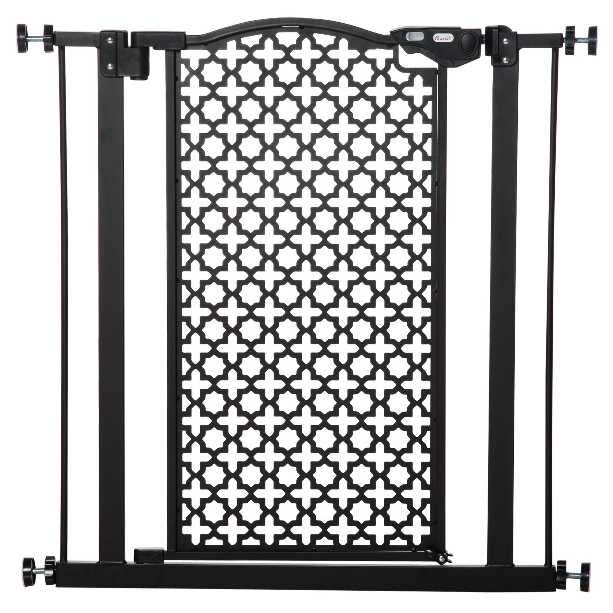PawHut Pressure Fit Auto Close Double Locking Pet Safety Gate - 74-80cm - Black
