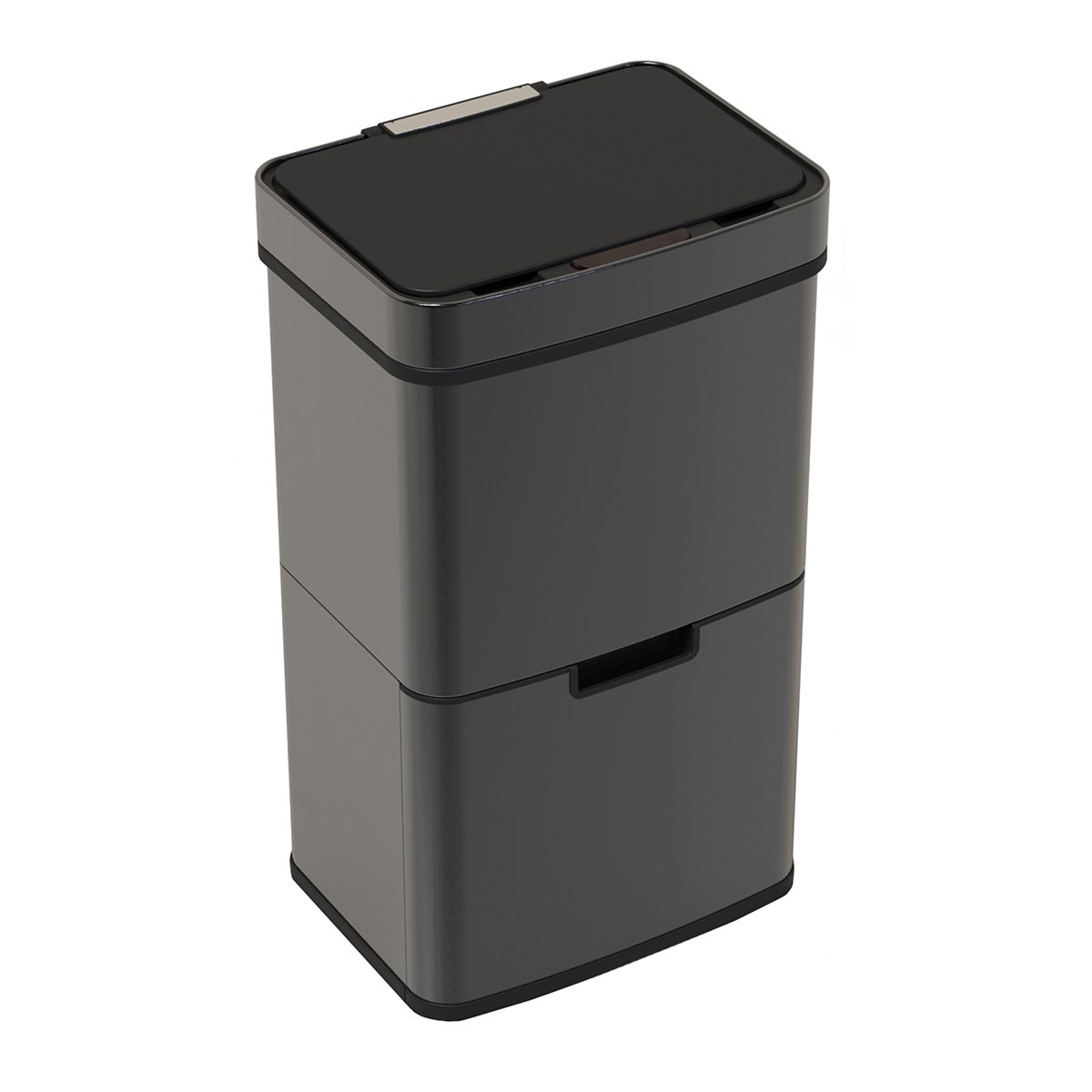 Charles Bentley 62L Triple Compartment Black Recycle Waste Sensor Bin - Black