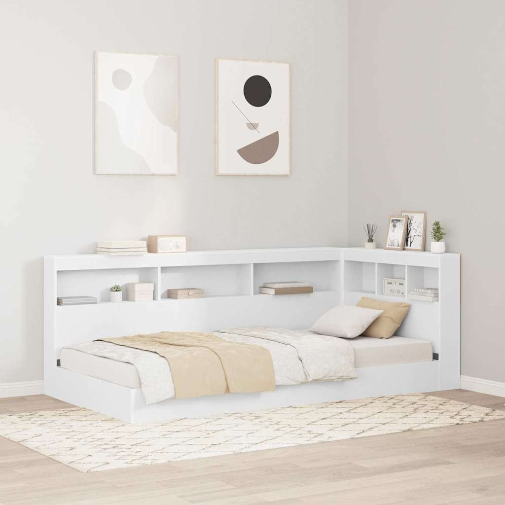 Walplus Engineered Wood Storage Headboard - White - 207.5 x 92.5 x 76.5 cm