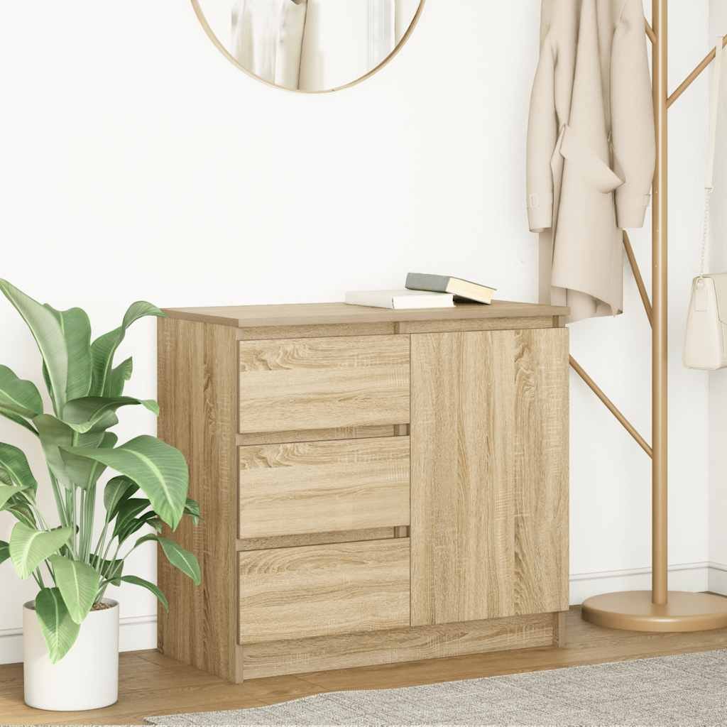 Walplus Engineered Wood 3 Drawer Sideboard - Light Oak - 71 x 35 x 65 cm