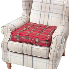 Homescapes Cotton Tartan Armchair Booster Cushion - Edward