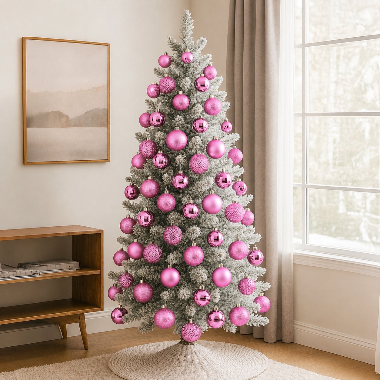 Neo 36PCS Christmas Tree Ornaments Set -  Frosted Pink