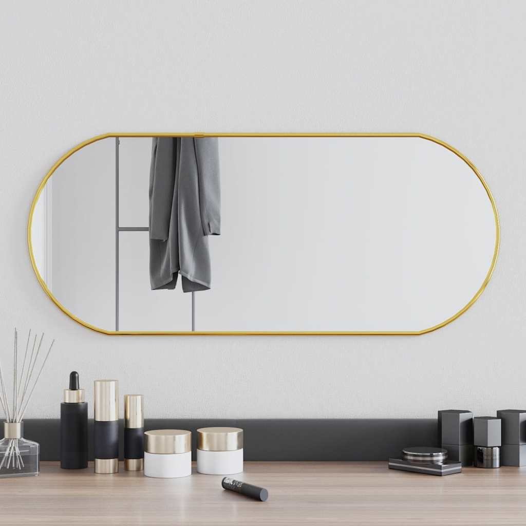 Walplus Oval Glass Wall Mirror - Gold - 70 x 30 cm