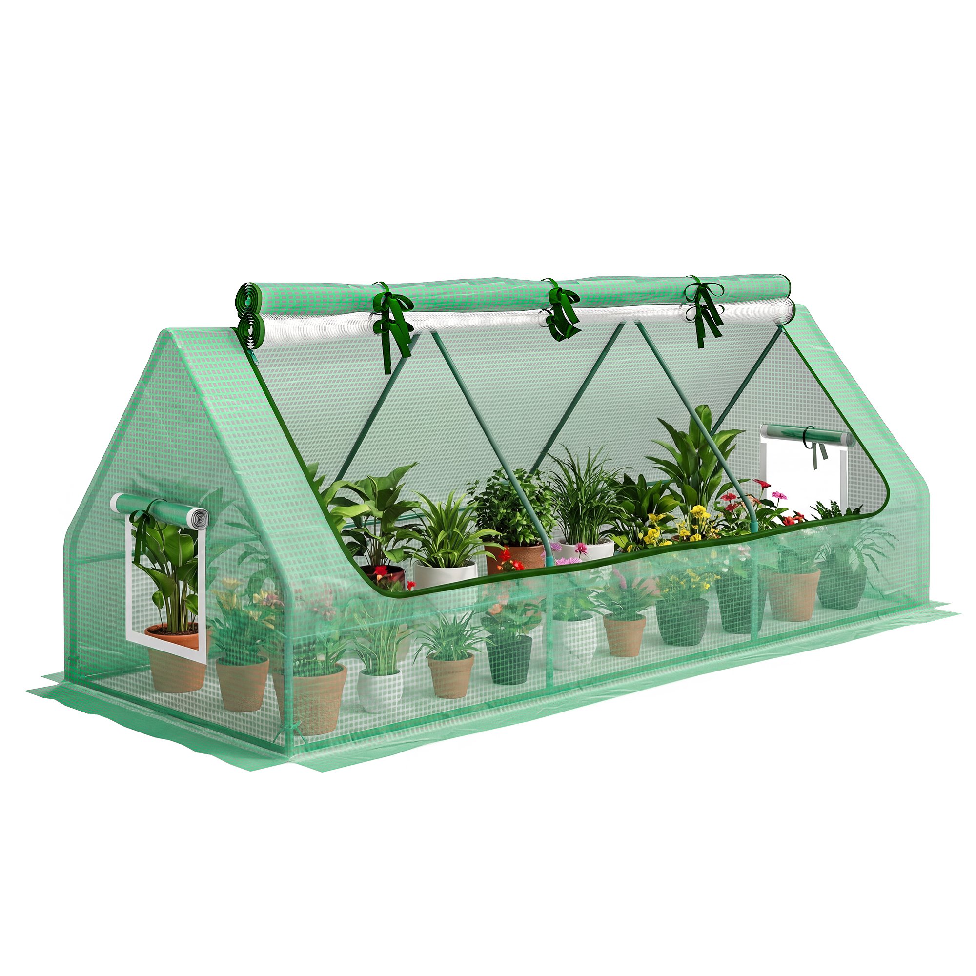 Outsunny Portable House‑Shaped Mini Greenhouse with Mesh Windows – Green