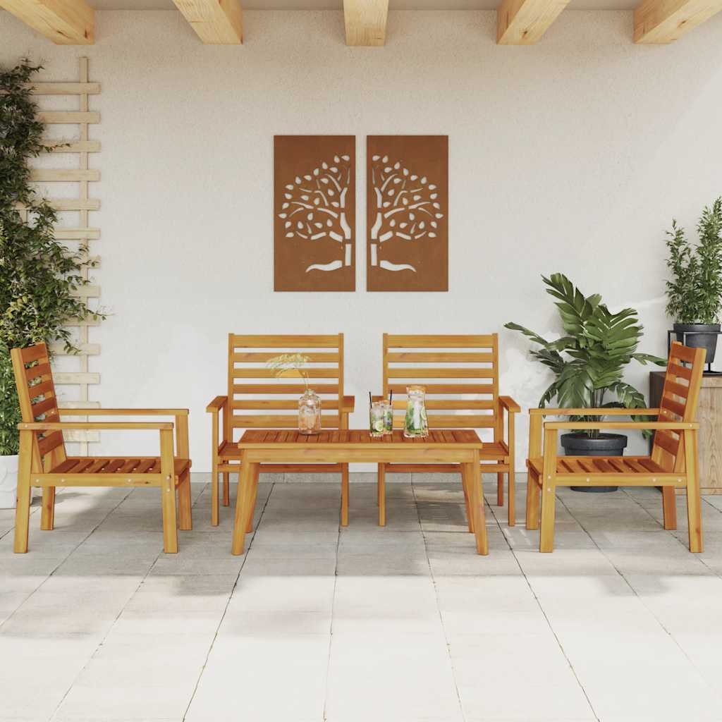 Walplus 5 Piece Solid Acacia Wood Garden Lounge Set - Brown - 103 x 58 x 45 cm