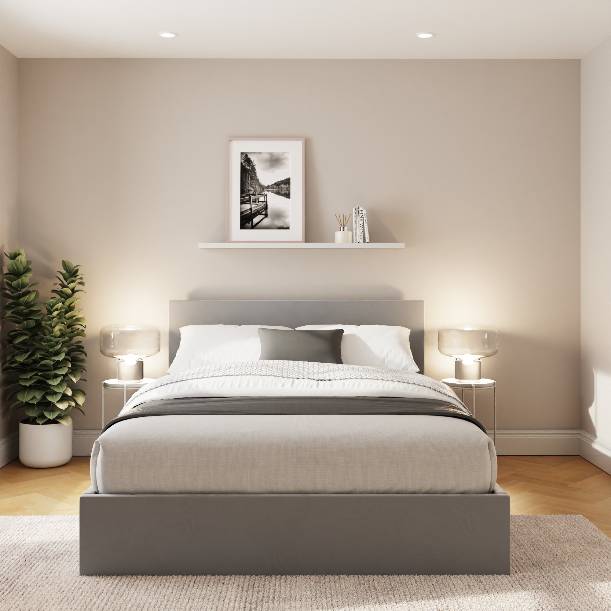 GFW End Lift Small Double Velvet Ottoman Bed with Mattress - Grey