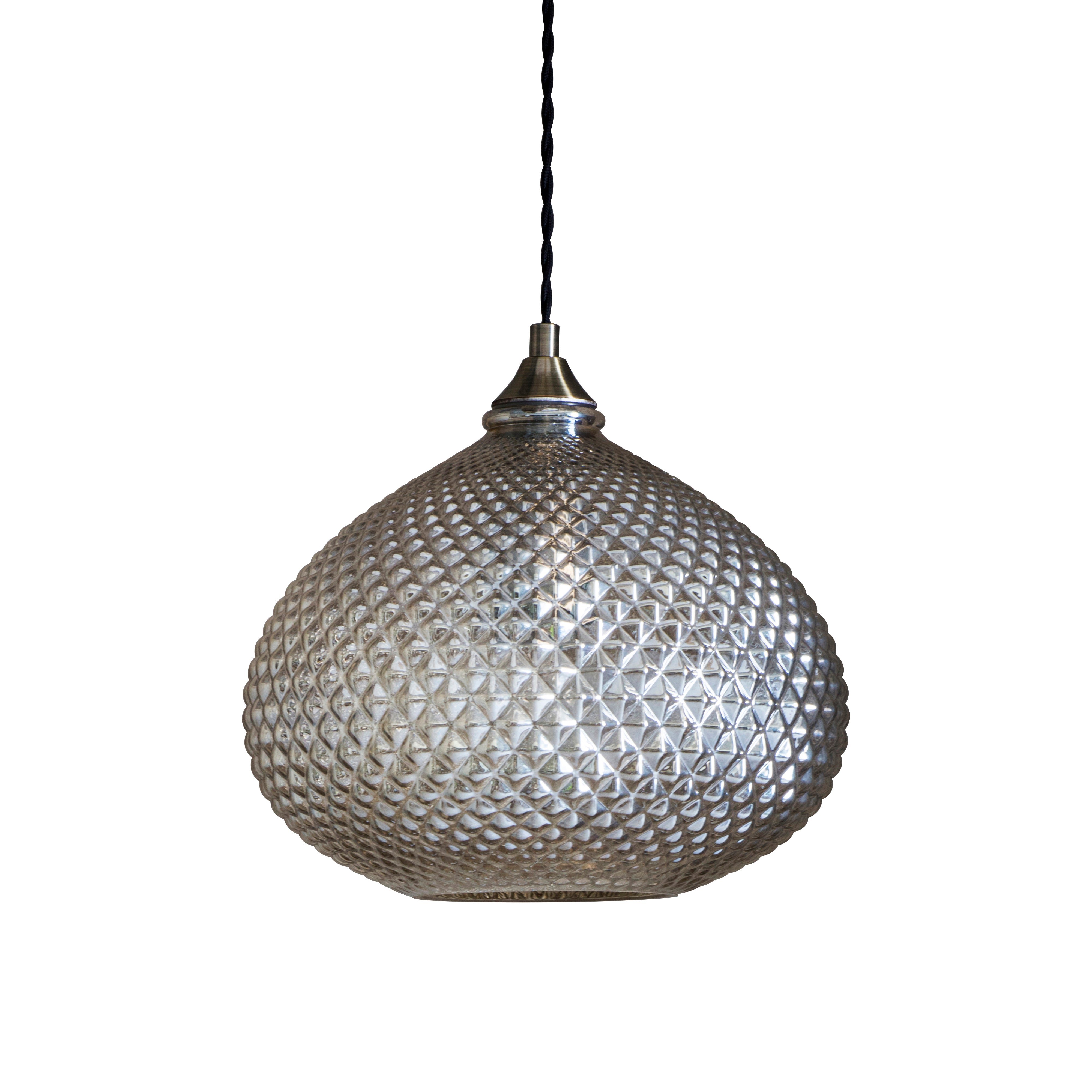 Loops Direct 29cm Champagne Glass and Steel Pendant - Antique Brass