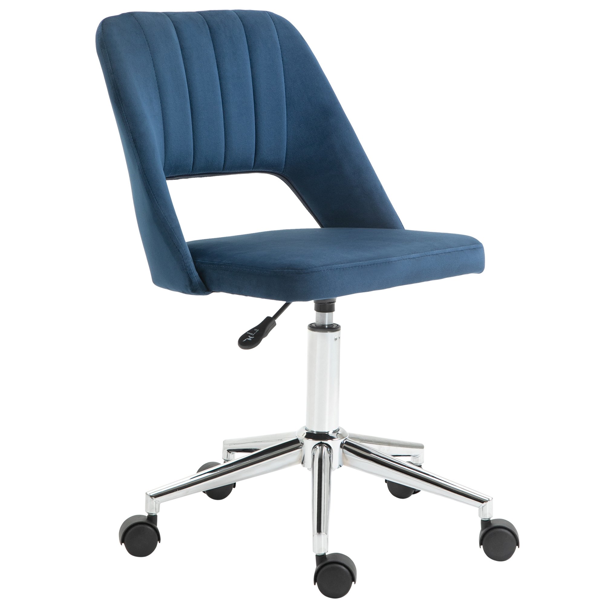 Vinsetto Modern Velvet feel Fabric Desk Chair - Dark Blue
