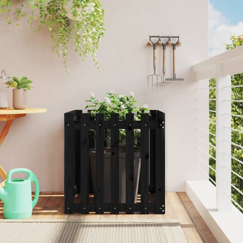 Walplus Wood Garden Planter - Black - 70 x 70 x 70 cm