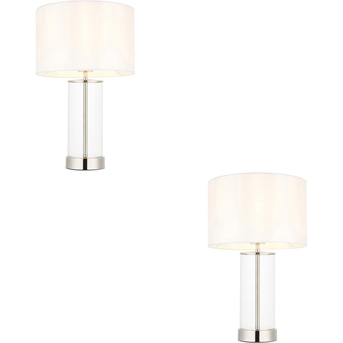 Loops Direct Pack of 2 Table Lamp - Bright Nickel Plate Vintage White