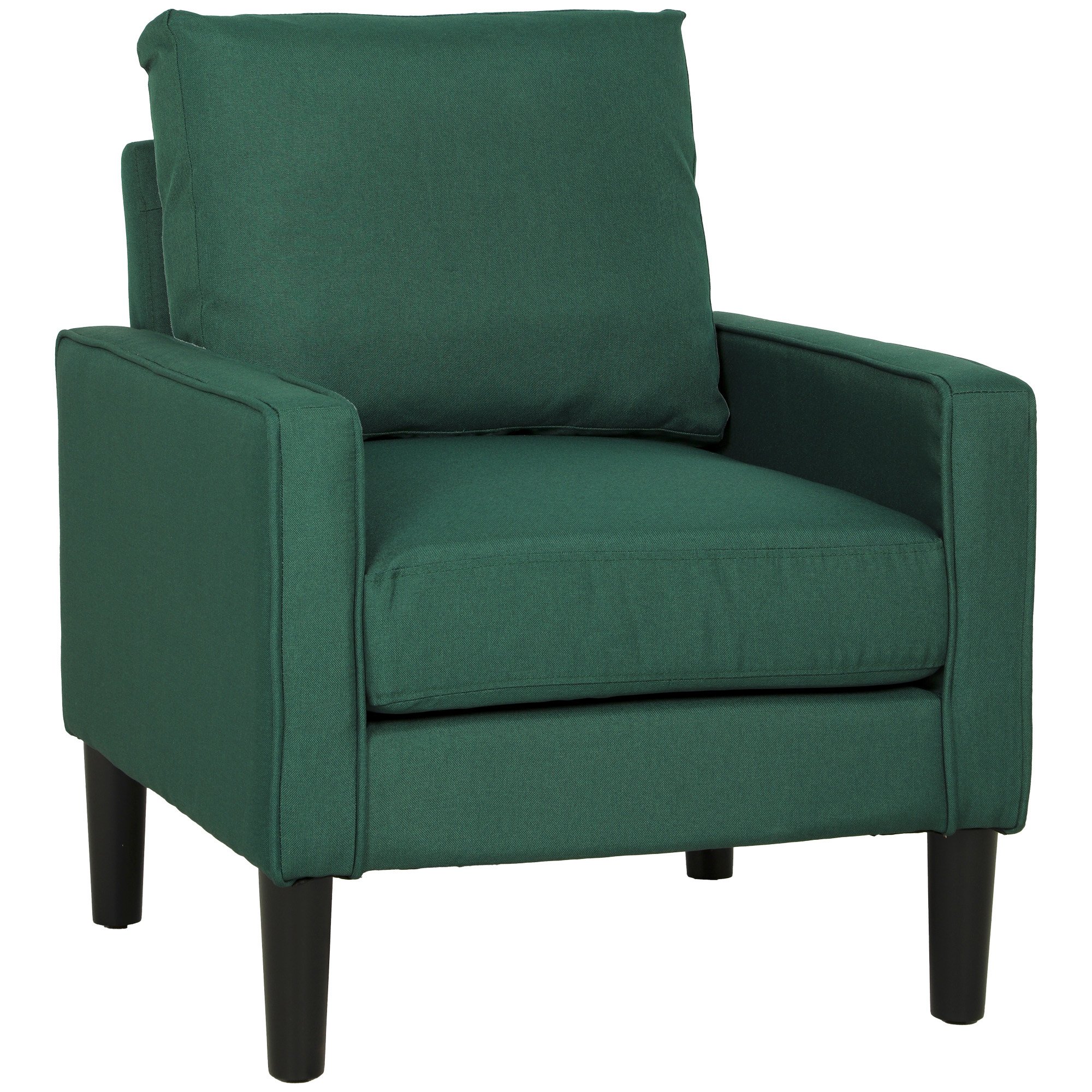 HOMCOM Removable Pillow Linen Accent Chair - Dark Green