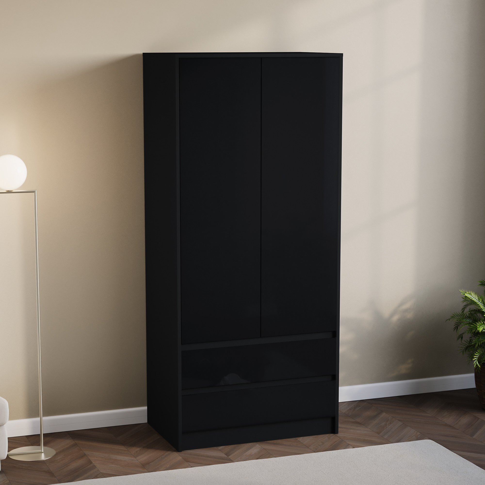 Vida Designs Glinton 2 Door 2 Drawer Wardrobe - Black
