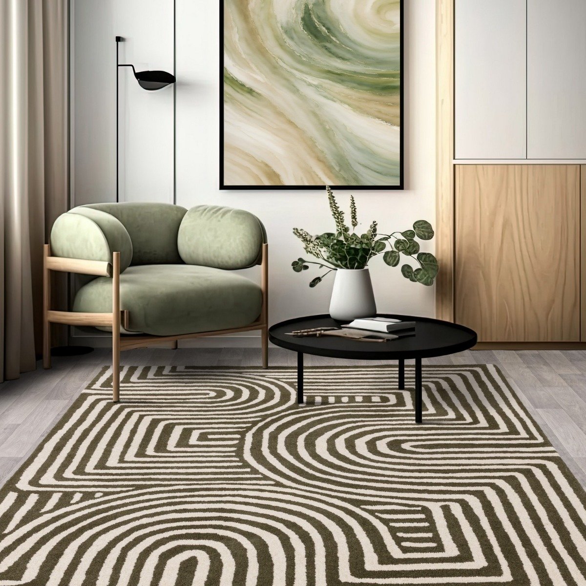 Mega Flooring Green Handmade Abstract Rug - 160 x 230cm