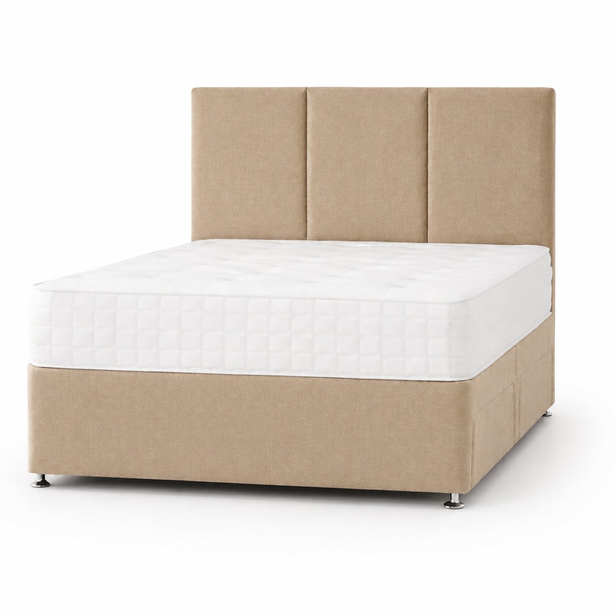 Comfy Deluxe 4ft Small Double  Plush Velvet Divan Bed Set -  Beige