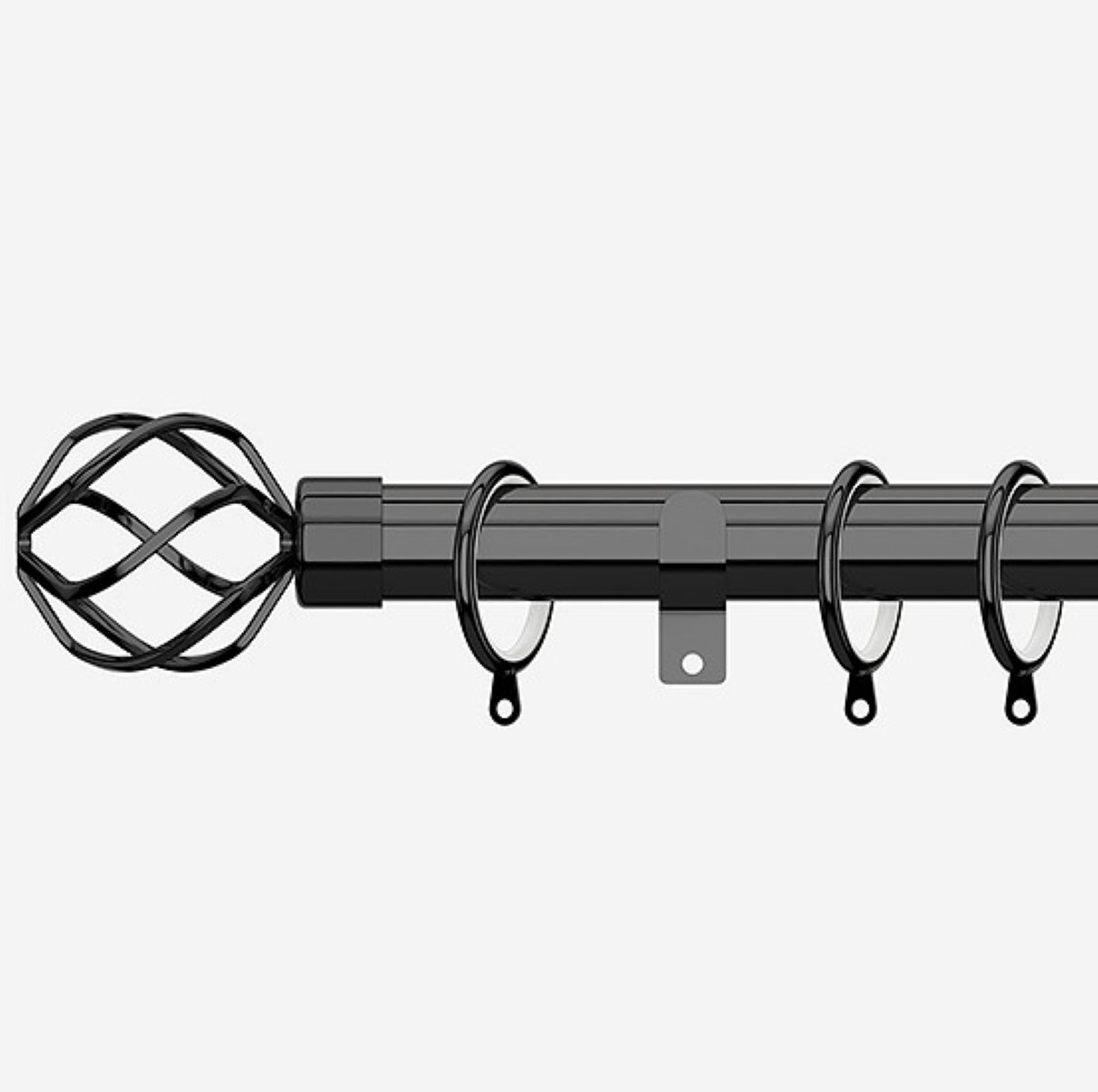 New Edge Blinds Black Nickel 28mm Cage Fixed Metal Curtain Pole - 85cm
