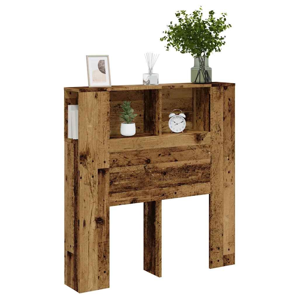Walplus Engineered Wood Headboard Cabinet - Dark Wood - 100 x 18.5 x 102.5 cm