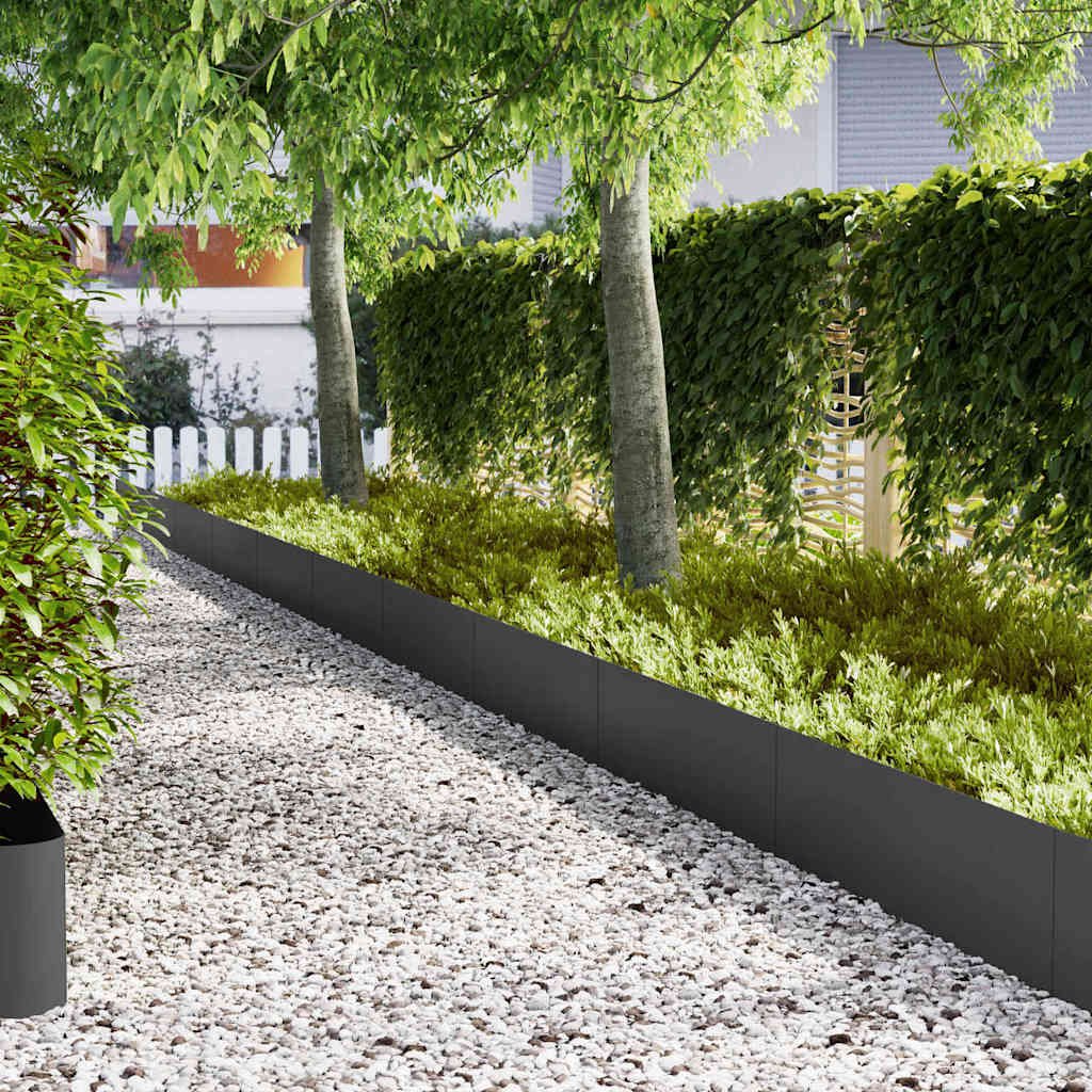 Walplus Pack of 50 Cold Rolled Steel Lawn Edging - Black - 100 x 0.05 x 30 cm