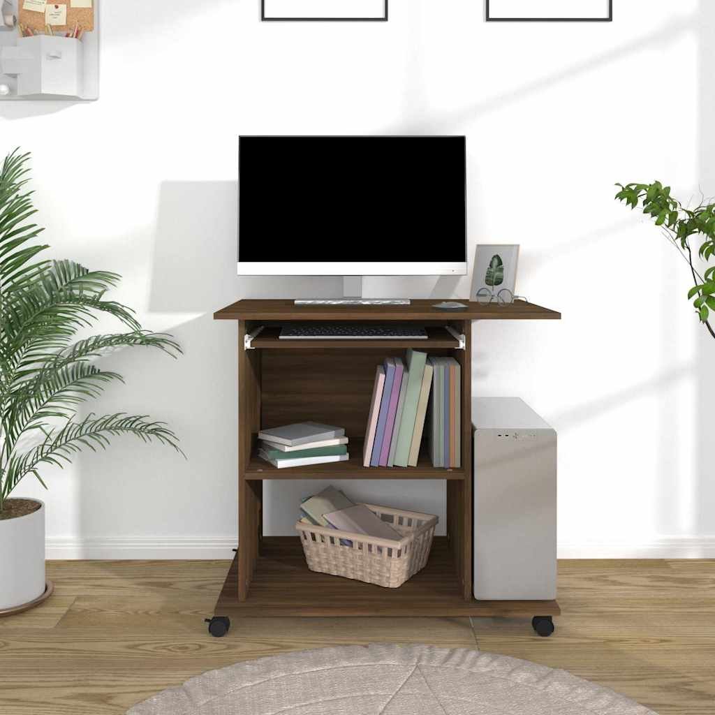 Walplus Pull Out Keyboard Tray Computer Desk - Chestnut - 80 x 50 x 75 cm