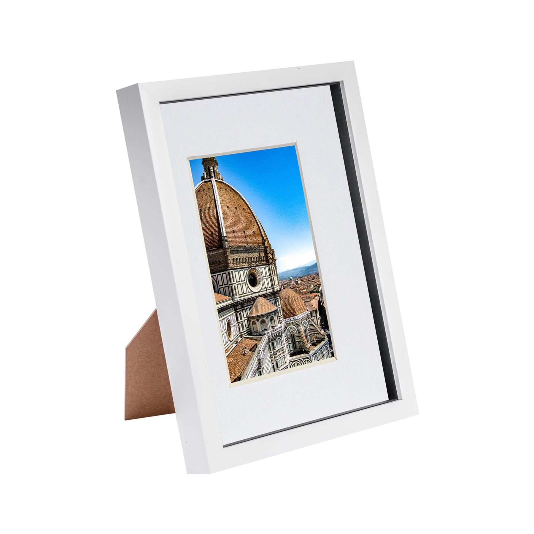Nicola Spring 3D Box Photo Frame - 8x12" with Mount - White & White