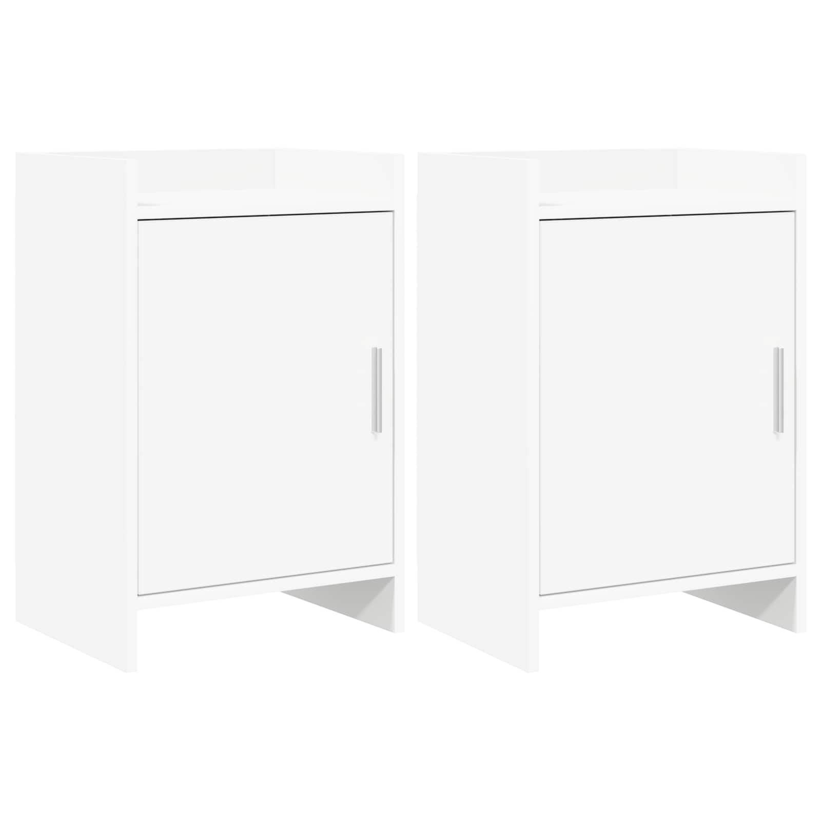 Walplus Pack of 2 Engineered Wood Bedside Cabinet - White - 40 x 30 x 60 cm